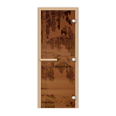 Дверь для сауны, полотно 1835х620, ручка магнит, толщ. 8мм  1.9х0.7 Береза - фото 9016