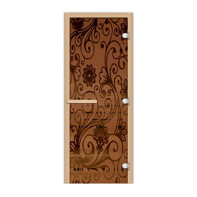 Дверь для сауны, полотно 1835х620, ручка магнит, толщ. 8мм  1.9х0.7 Гжель - фото 9019